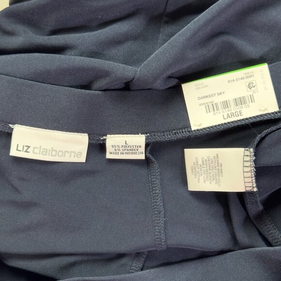 LIZ CLAIBORNE Women's Darkest Sky Blue A-Line Skirt Size Polyester Stretch L - Picture 11 of 12